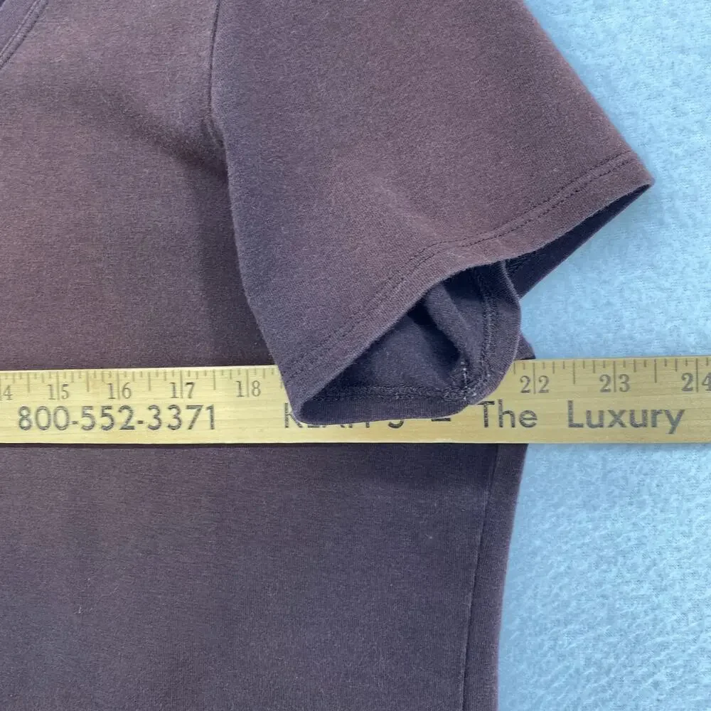 EILEEN FISHER Top XL Stretch Organic Cotton Scoop Neck Cap Sleeve Brown USA - Picture 7 of 9